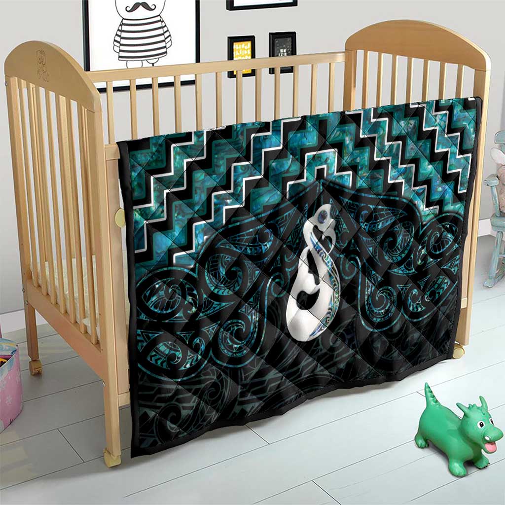 New Zealand Maori Quilt Poutama Manaia Turquoise Paua Shell LT05 - Polynesian Pride