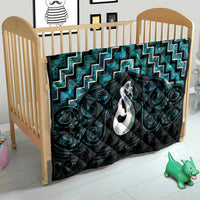 New Zealand Maori Quilt Poutama Manaia Turquoise Paua Shell LT05 - Polynesian Pride