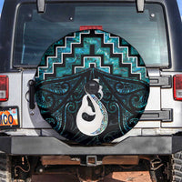 New Zealand Maori Spare Tire Cover Poutama Manaia Turquoise Paua Shell LT05 Turquoise - Polynesian Pride