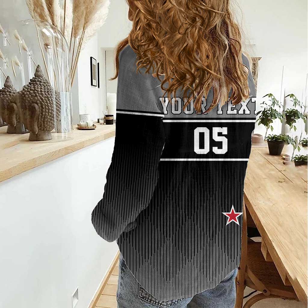 Custom New Zealand Cricket Women Casual Shirt Black Cap Unbeatable