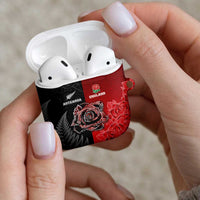 New Zealand And England Rugby AirPods Case Red Rose Mix Maori Pattern LT05 - Polynesian Pride