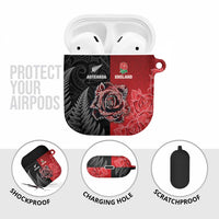 New Zealand And England Rugby AirPods Case Red Rose Mix Maori Pattern LT05 - Polynesian Pride