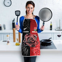 New Zealand And England Rugby Apron Red Rose Mix Maori Pattern - Polynesian Pride