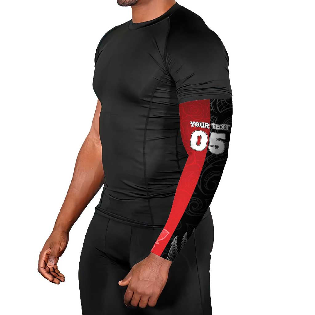 New Zealand And England Rugby Custom Arm Sleeves Red Rose Mix Maori Pattern LT05 - Polynesian Pride