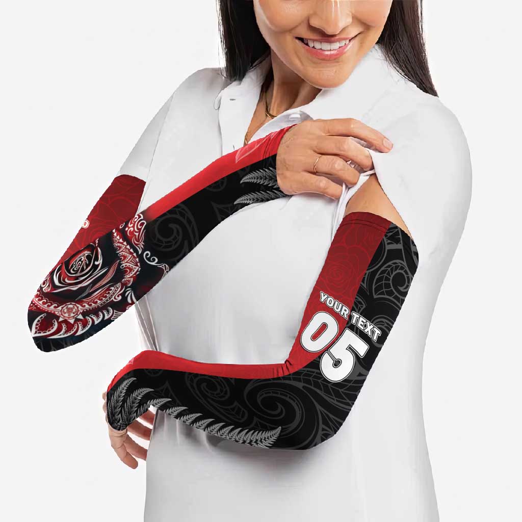 New Zealand And England Rugby Custom Arm Sleeves Red Rose Mix Maori Pattern LT05 - Polynesian Pride