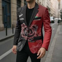 New Zealand And England Rugby Custom Blazer Red Rose Mix Maori Pattern LT05 - Polynesian Pride