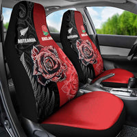 New Zealand And England Rugby Car Seat Cover Red Rose Mix Maori Pattern LT05 - Polynesian Pride