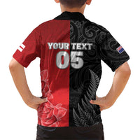 New Zealand And England Rugby Custom Family Matching Summer Maxi Dress and Hawaiian Shirt Red Rose Mix Maori Pattern - Polynesian Pride
