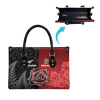 New Zealand And England Rugby Leather Bag Red Rose Mix Maori Pattern LT05 - Polynesian Pride