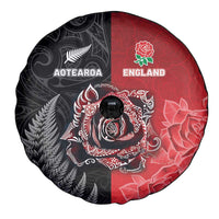New Zealand And England Rugby Spare Tire Cover Red Rose Mix Maori Pattern LT05 - Polynesian Pride