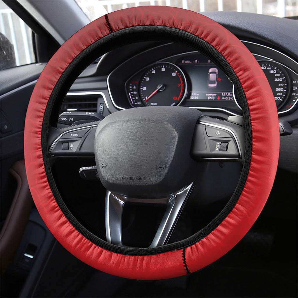 New Zealand And England Rugby Steering Wheel Cover Red Rose Mix Maori Pattern LT05 - Polynesian Pride
