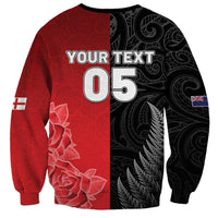 New Zealand And England Rugby Custom Sweatshirt Red Rose Mix Maori Pattern LT05 - Polynesian Pride
