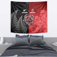 New Zealand And England Rugby Tapestry Red Rose Mix Maori Pattern LT05 - Polynesian Pride