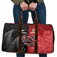 New Zealand And England Rugby Travel Bag Red Rose Mix Maori Pattern LT05 Black - Polynesian Pride