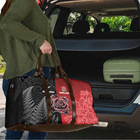 New Zealand And England Rugby Travel Bag Red Rose Mix Maori Pattern LT05 - Polynesian Pride