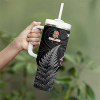 New Zealand And England Rugby Custom Tumbler With Handle Red Rose Mix Maori Pattern - Polynesian Pride