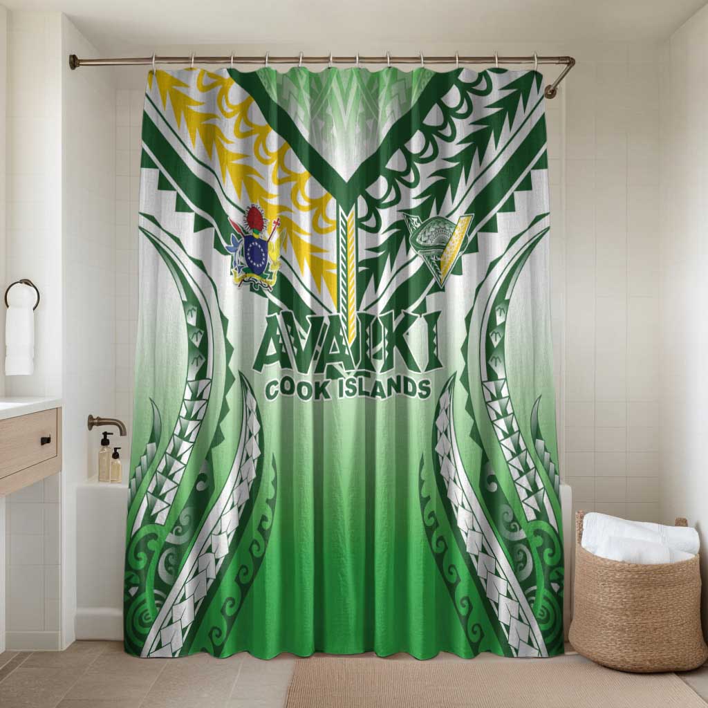 Cook Islands Avaiki Rugby Bathroom Set Go Champions LT05 Shower Curtain Only Green - Polynesian Pride