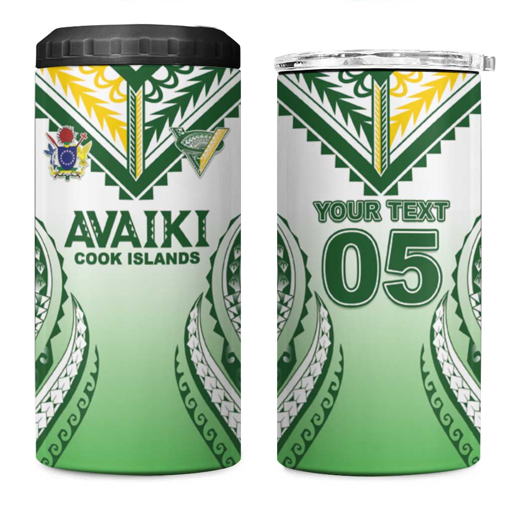 Custom Cook Islands Avaiki Rugby 4 in 1 Can Cooler Tumbler Go Champions LT05 One Size: 16 oz Green - Polynesian Pride