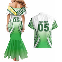 Custom Cook Islands Avaiki Rugby Couples Matching Mermaid Dress and Hawaiian Shirt Go Champions LT05 - Polynesian Pride