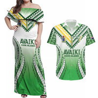 Custom Cook Islands Avaiki Rugby Couples Matching Off Shoulder Maxi Dress and Hawaiian Shirt Go Champions - Polynesian Pride