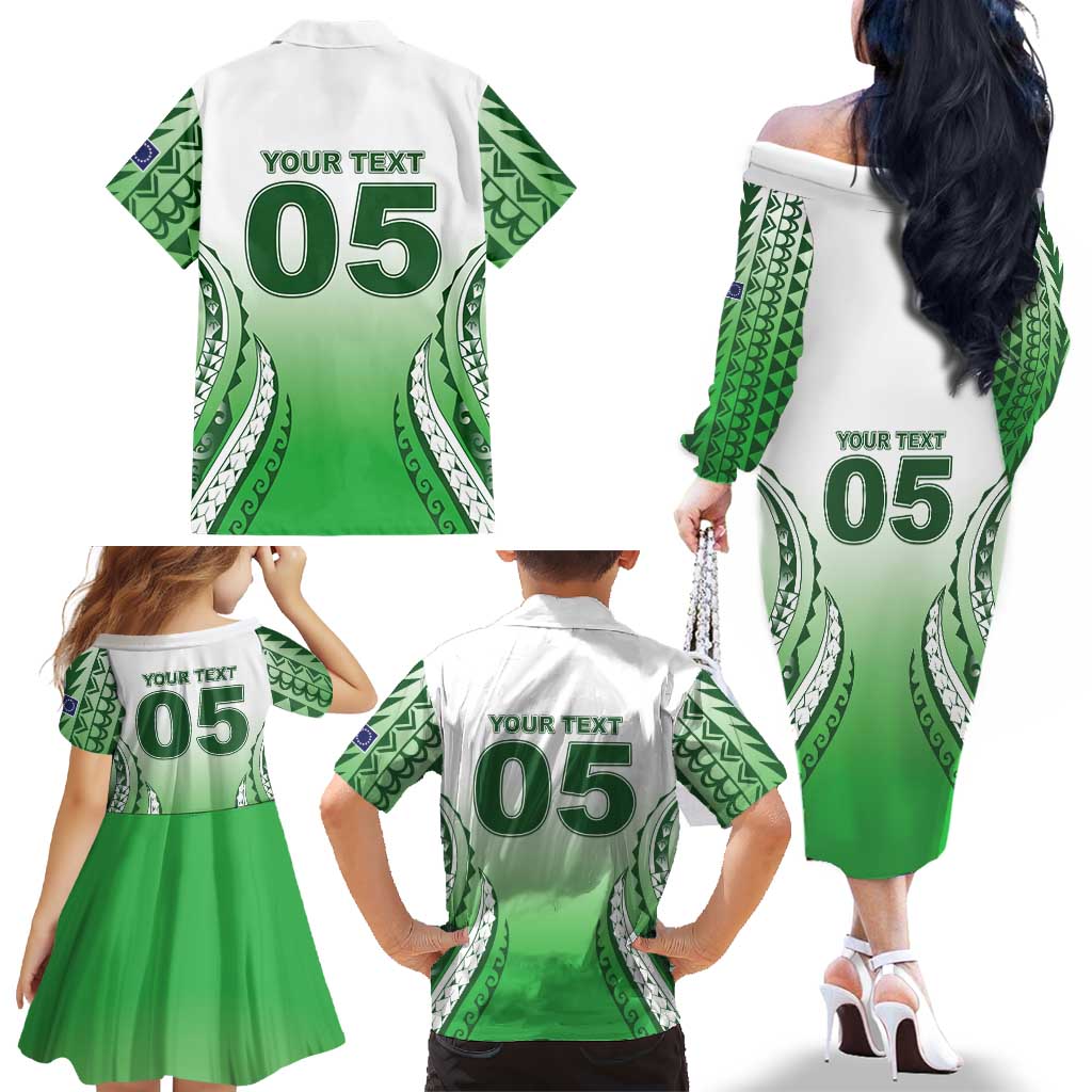 Custom Cook Islands Avaiki Rugby Family Matching Off The Shoulder Long Sleeve Dress and Hawaiian Shirt Go Champions - Polynesian Pride