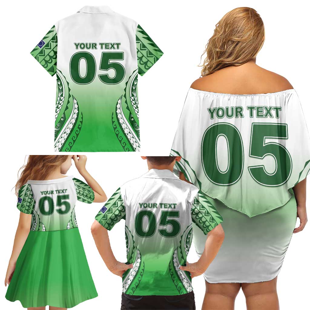 Custom Cook Islands Avaiki Rugby Family Matching Off Shoulder Short Dress and Hawaiian Shirt Go Champions - Polynesian Pride