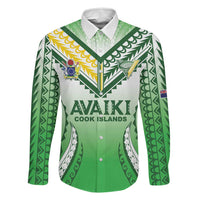 Custom Cook Islands Avaiki Rugby Family Matching Puletasi and Hawaiian Shirt Go Champions LT05 Dad's Shirt - Long Sleeve Green - Polynesian Pride