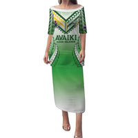 Custom Cook Islands Avaiki Rugby Family Matching Puletasi and Hawaiian Shirt Go Champions LT05 Mom's Dress Green - Polynesian Pride