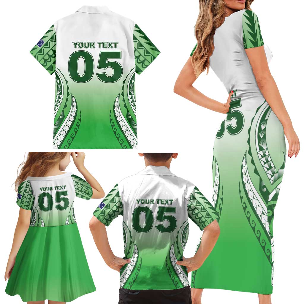 Custom Cook Islands Avaiki Rugby Family Matching Short Sleeve Bodycon Dress and Hawaiian Shirt Go Champions - Polynesian Pride