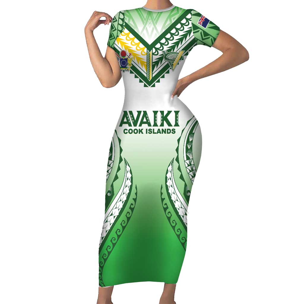 Custom Cook Islands Avaiki Rugby Family Matching Short Sleeve Bodycon Dress and Hawaiian Shirt Go Champions - Polynesian Pride