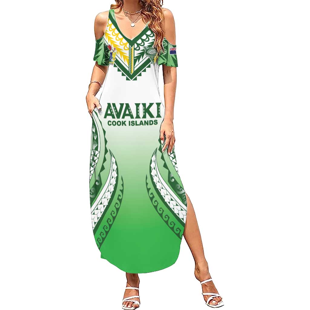 Custom Cook Islands Avaiki Rugby Family Matching Summer Maxi Dress and Hawaiian Shirt Go Champions - Polynesian Pride