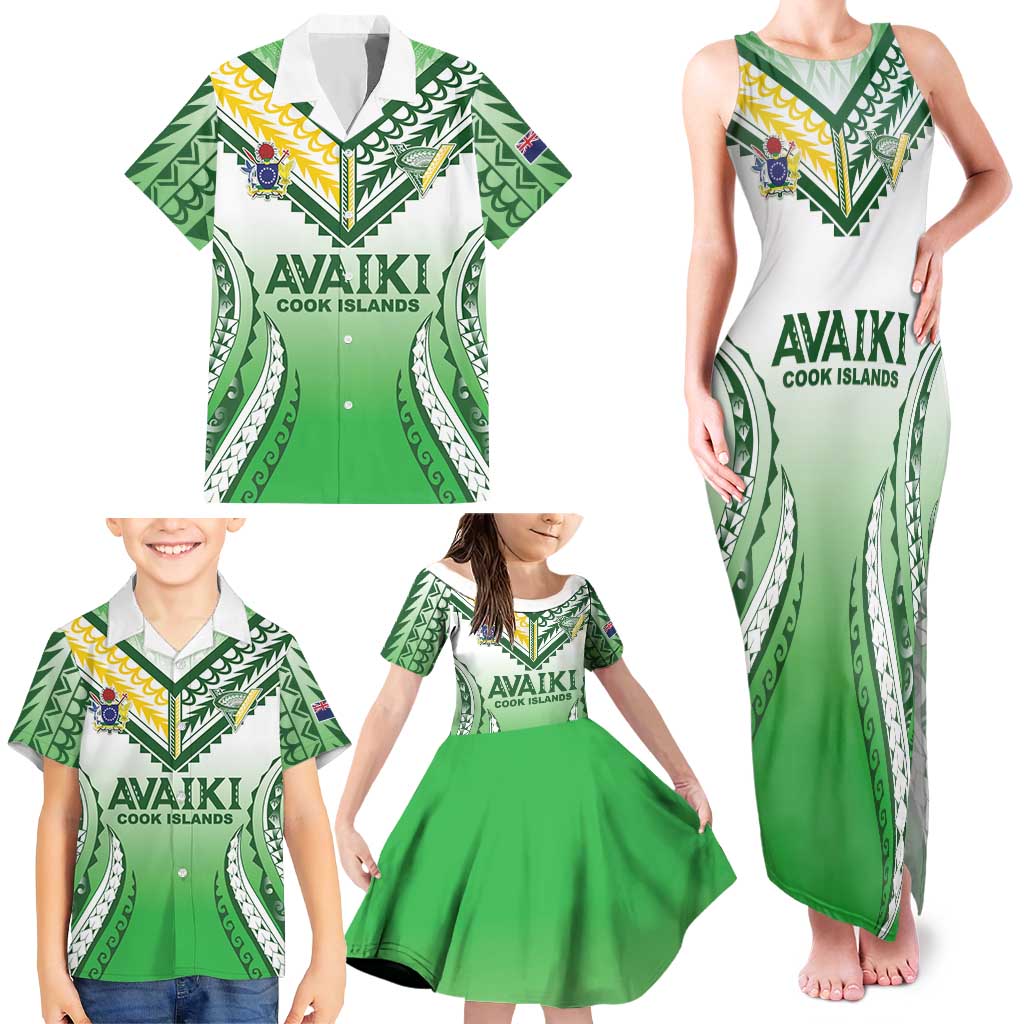 Custom Cook Islands Avaiki Rugby Family Matching Tank Maxi Dress and Hawaiian Shirt Go Champions - Polynesian Pride