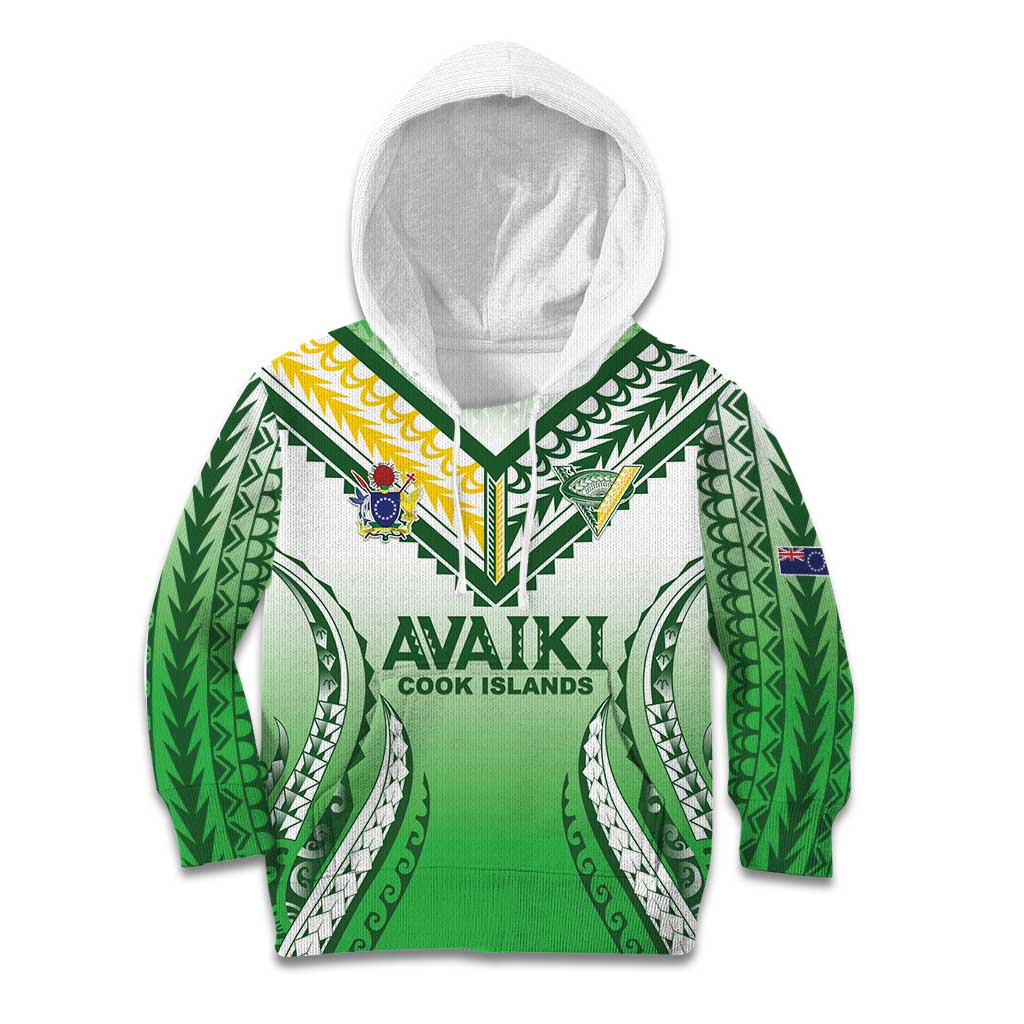 Custom Cook Islands Avaiki Rugby Kid Hoodie Go Champions LT05 Hoodie Green - Polynesian Pride