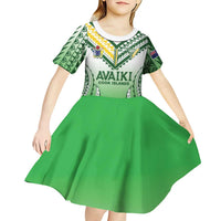 Custom Cook Islands Avaiki Rugby Kid Short Sleeve Dress Go Champions - Polynesian Pride