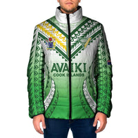 Custom Cook Islands Avaiki Rugby Padded Jacket Go Champions LT05 Men Green - Polynesian Pride
