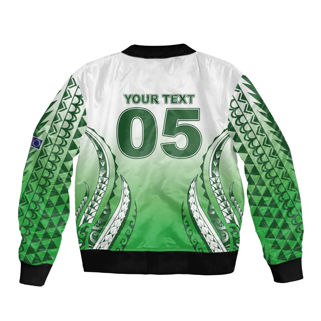 Custom Cook Islands Avaiki Rugby Sleeve Zip Bomber Jacket Go Champions LT05 - Polynesian Pride