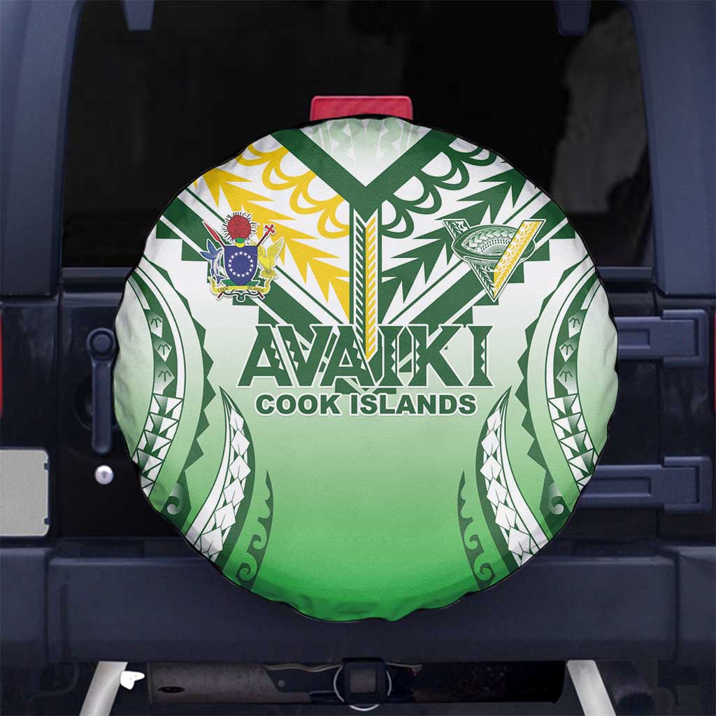 Cook Islands Avaiki Rugby Spare Tire Cover Go Champions LT05 No hole Green - Polynesian Pride