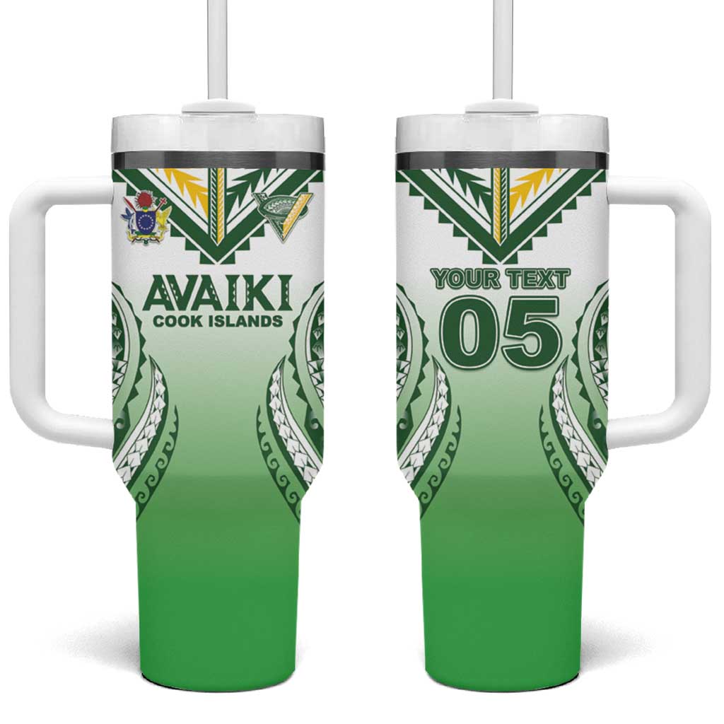 Custom Cook Islands Avaiki Rugby Tumbler With Handle Go Champions LT05 One Size: 40 oz Green - Polynesian Pride