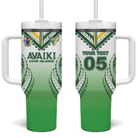 Custom Cook Islands Avaiki Rugby Tumbler With Handle Go Champions LT05 One Size: 40 oz Green - Polynesian Pride