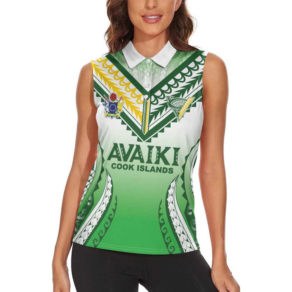Custom Cook Islands Avaiki Rugby Women Sleeveless Polo Shirt Go Champions LT05 - Polynesian Pride