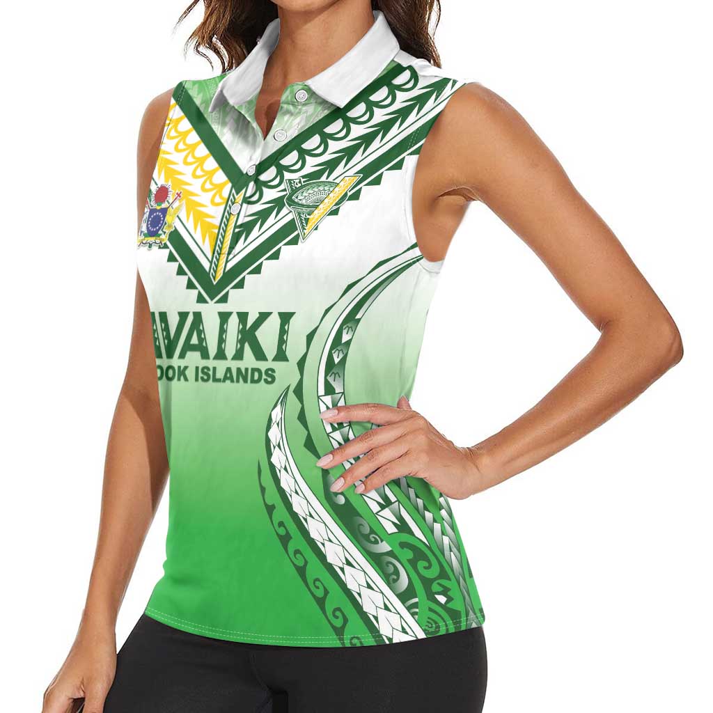 Custom Cook Islands Avaiki Rugby Women Sleeveless Polo Shirt Go Champions LT05 - Polynesian Pride