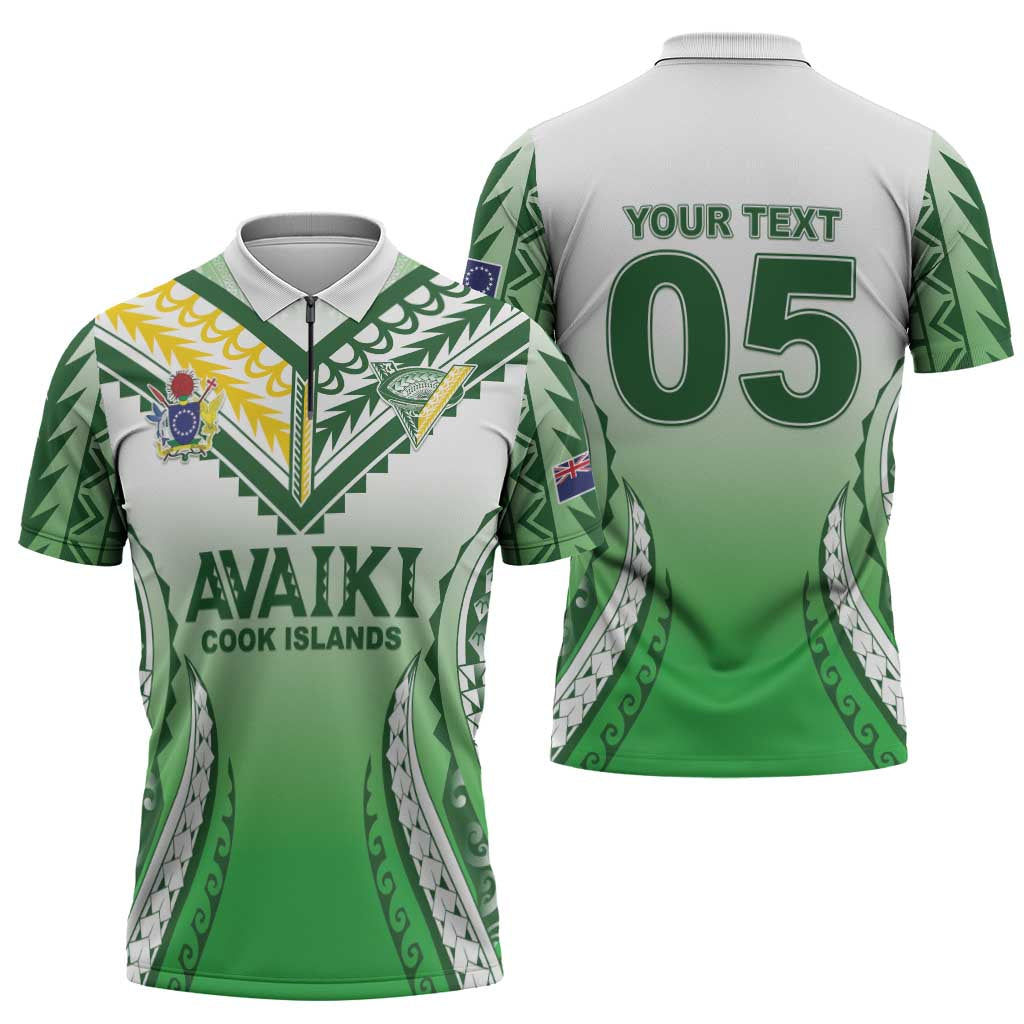 Custom Cook Islands Avaiki Rugby Zipper Polo Shirt Go Champions - Polynesian Pride