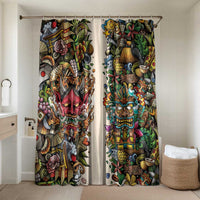 Hawaii And Japan Bathroom Set Tiki With Oni Mask LT05 Shower Curtain Only Colorful - Polynesian Pride
