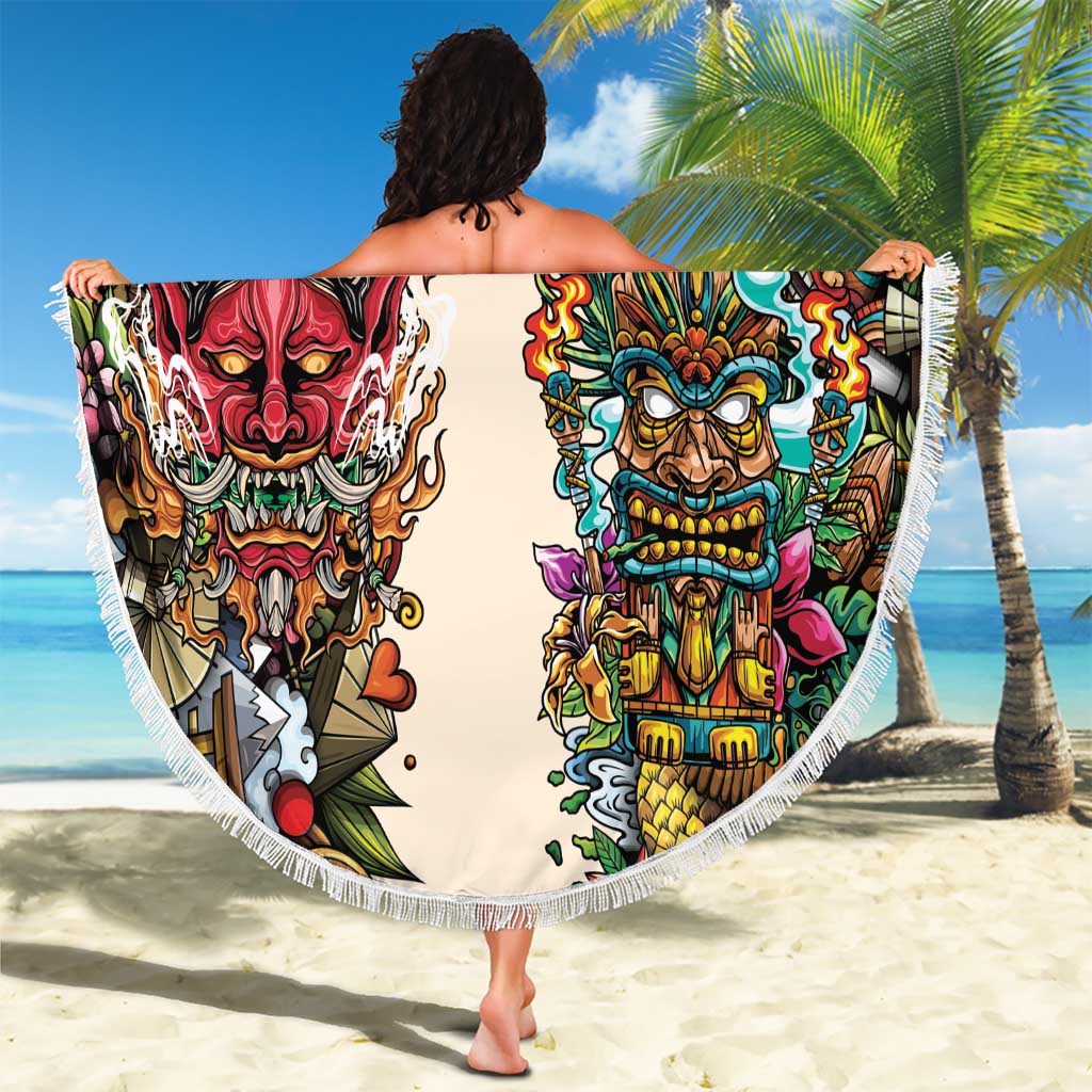 Hawaii And Japan Beach Blanket Tiki With Oni Mask LT05 - Polynesian Pride