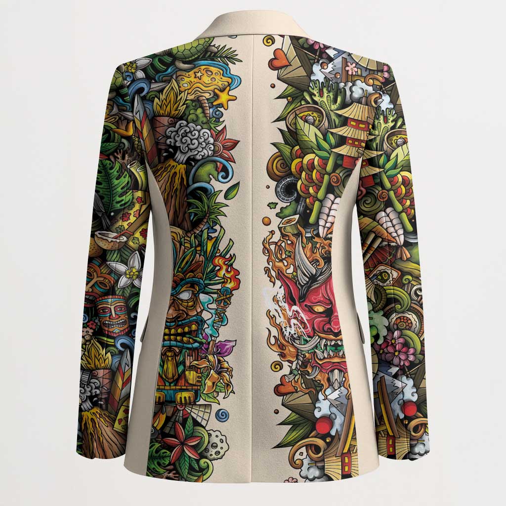 Hawaii And Japan Blazer Tiki With Oni Mask LT05 - Polynesian Pride