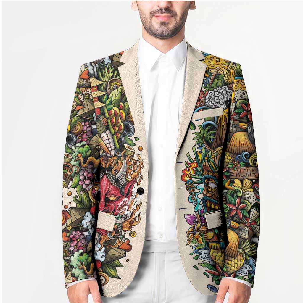 Hawaii And Japan Blazer Tiki With Oni Mask LT05 - Polynesian Pride