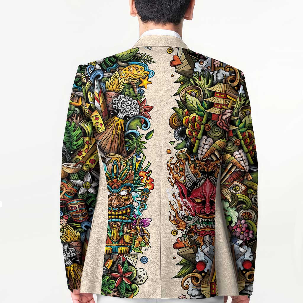 Hawaii And Japan Blazer Tiki With Oni Mask LT05 - Polynesian Pride
