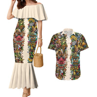 Hawaii And Japan Couples Matching Mermaid Dress and Hawaiian Shirt Tiki With Oni Mask LT05 Colorful - Polynesian Pride