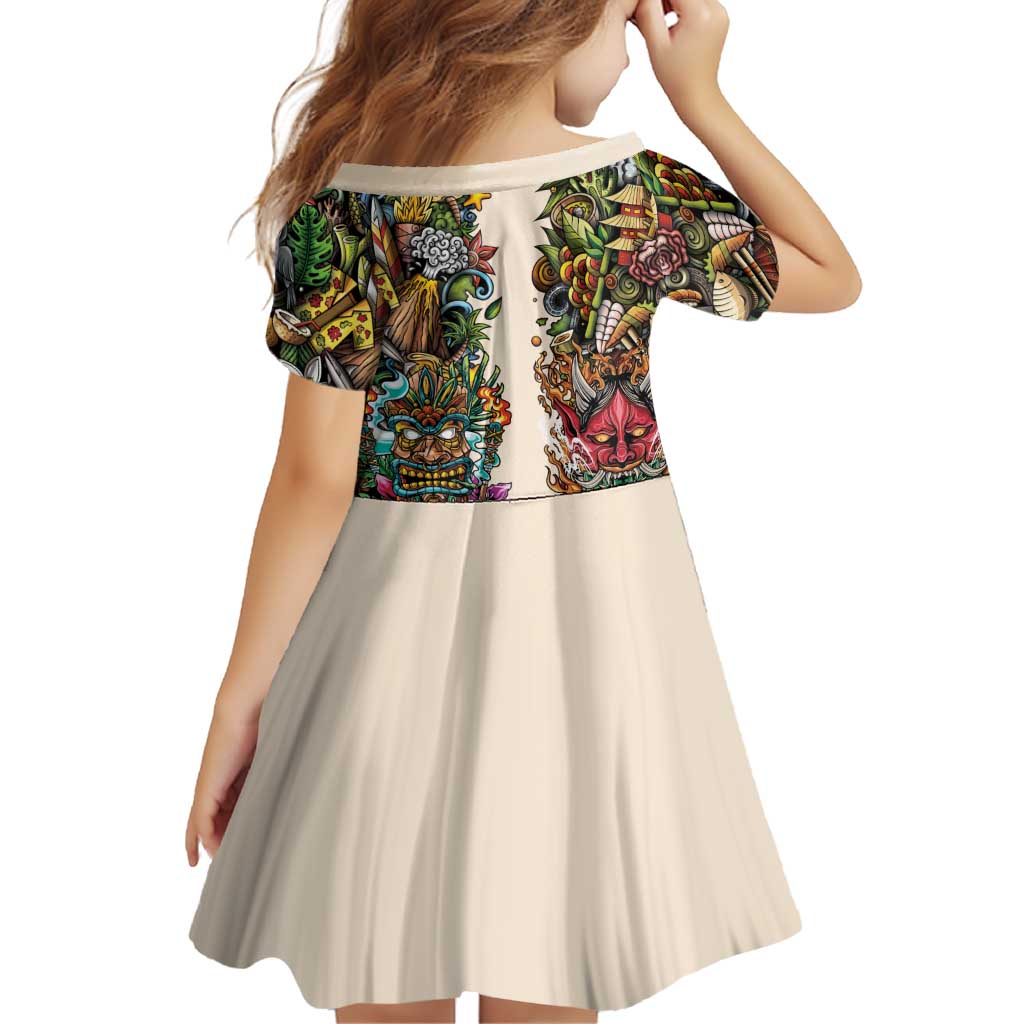 Hawaii And Japan Family Matching Summer Maxi Dress and Hawaiian Shirt Tiki With Oni Mask LT05 - Polynesian Pride