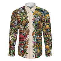 Hawaii And Japan Family Matching Summer Maxi Dress and Hawaiian Shirt Tiki With Oni Mask LT05 Dad's Shirt - Long Sleeve Colorful - Polynesian Pride